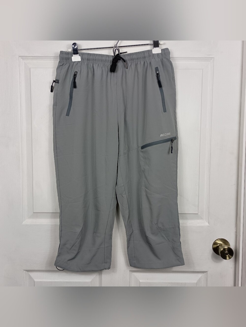 Mocoly Hiking Capri Pants Womens Large Green Lightweight Cargo Quick Dry Pockets